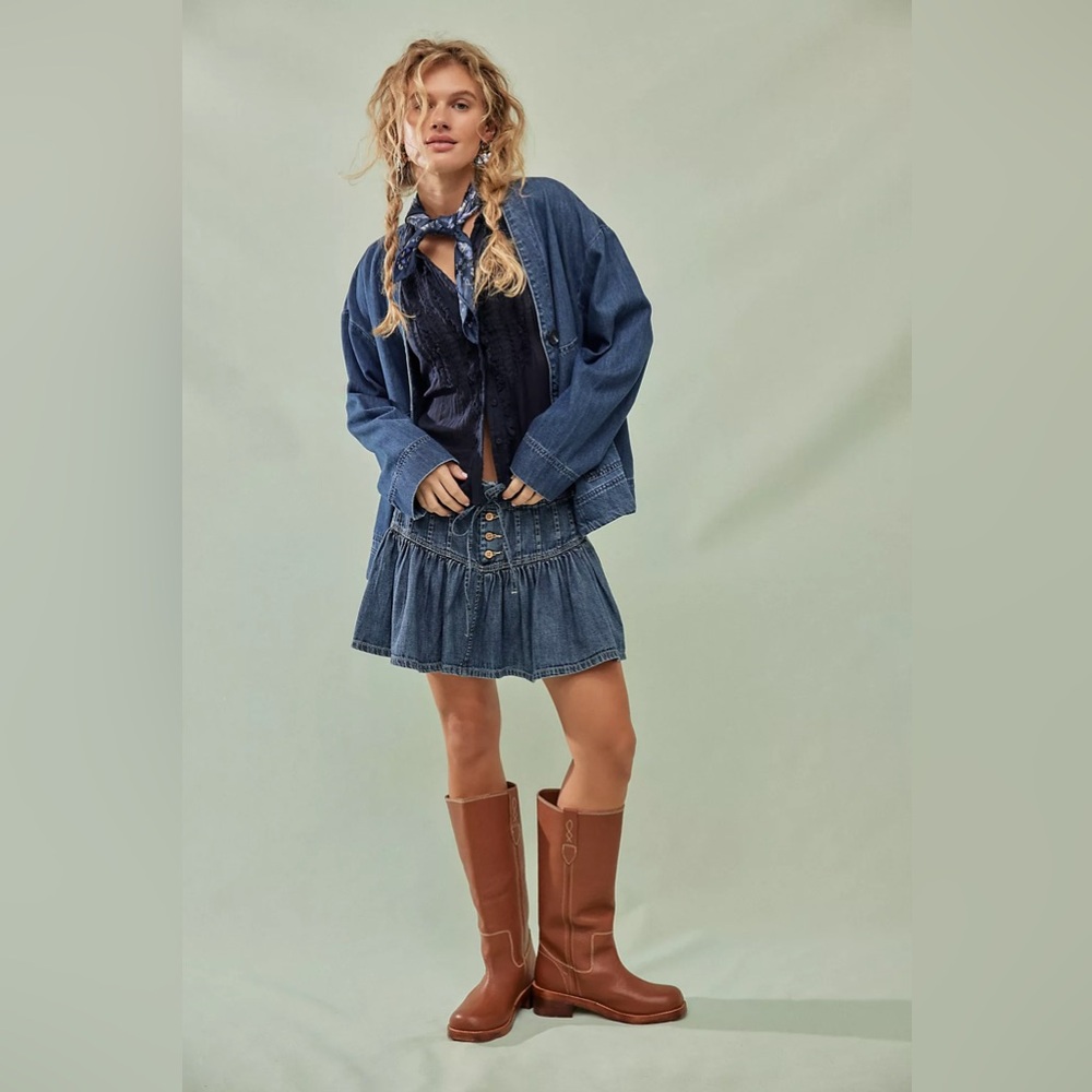 New Free People Blaze Pull On Campus Leather Boots Western Riding - Picture 5 of 11